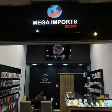 Logo da loja mega imports store